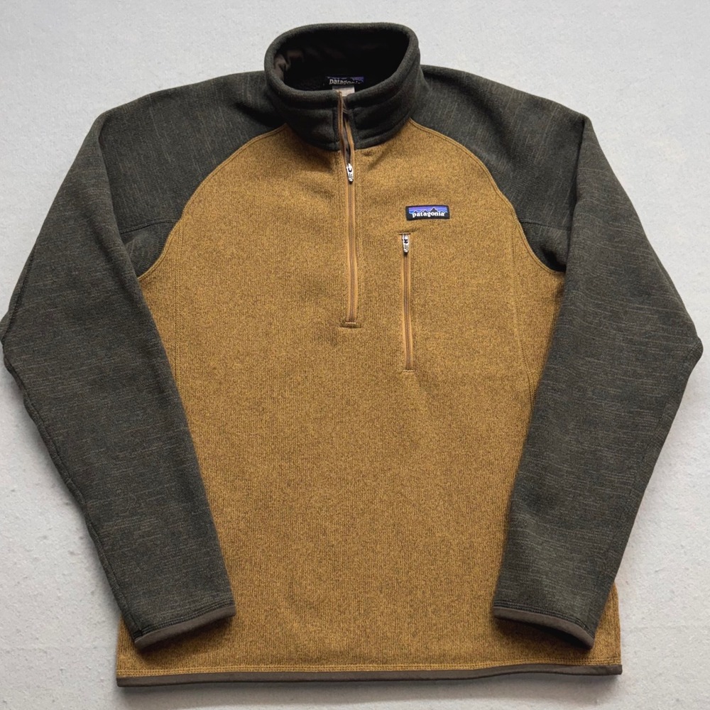Patagonia Better Sweater 1/4 Zip Fleece Pullover Mens Small Brown Green 25521
